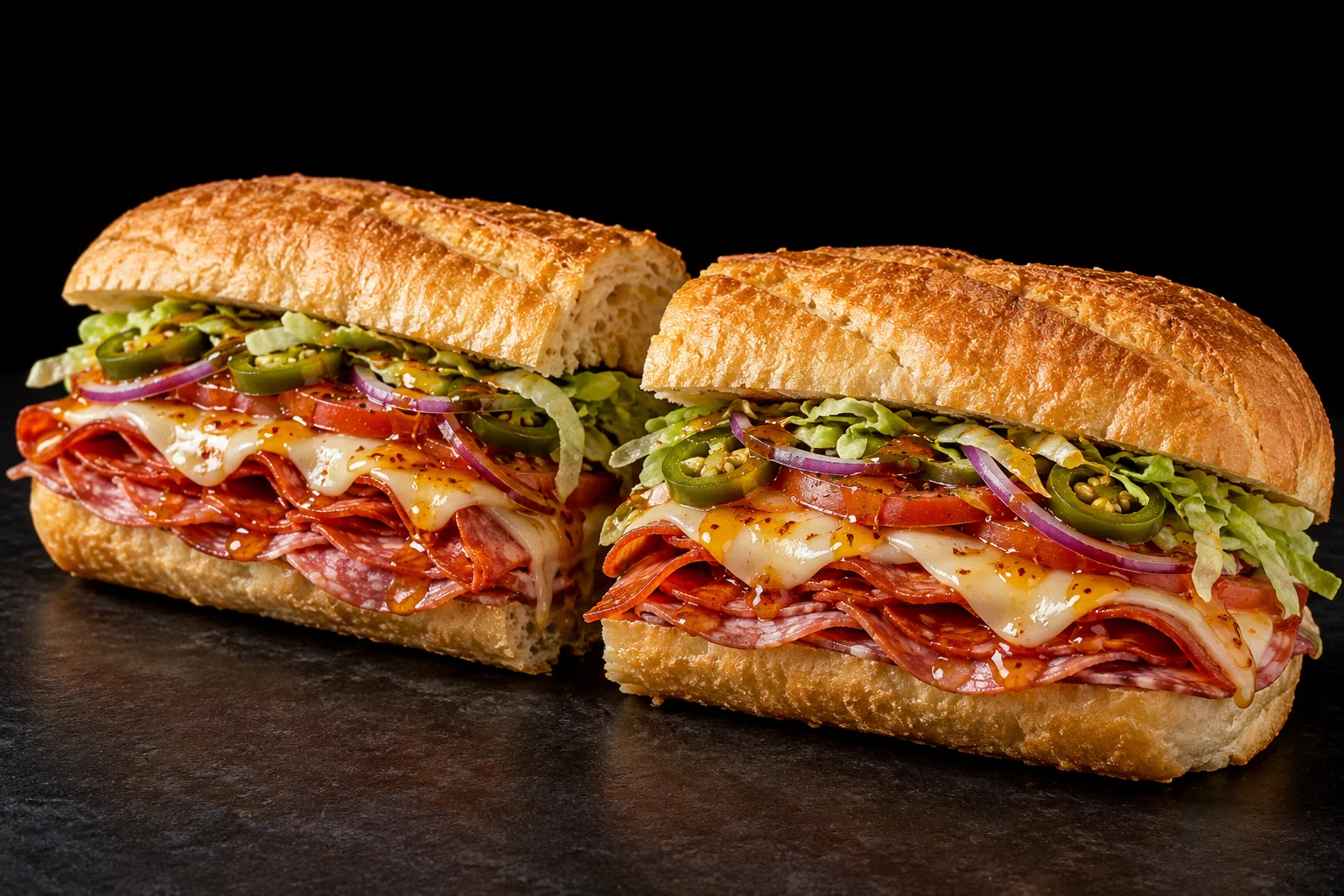 Subway Hot Honey Italian sandwich with pepperoni, salami, cheese and vegetables